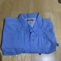 Columbia PFG VENTED Men&#39;s Size L Button-up Light BLUE Fishing Shirt EUC - $320.20 MXN
