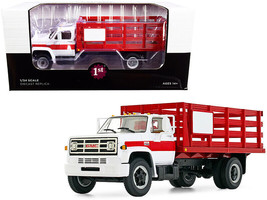 GMC 6500 Stake Truck White and Red 1/34 Diecast Model by First Gear - £70.66 GBP