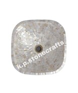 Elegant White Mother of Pearl Inlay Stone Square Sink – Luxury Wash Basin - $25,659.26 MXN