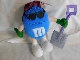 M M&#39;s  Blue With Hat and Snow Shovel Plush toy  8 Inches Tall 2002 - £7.98 GBP