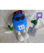 M M&#39;s  Blue With Hat and Snow Shovel Plush toy  8 Inches Tall 2002 - £7.86 GBP