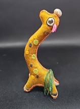 Vintage Miniature Silk Giraffe 3&quot; Handmade Hand Embroidered Plush Stuffed Toy - £15.49 GBP