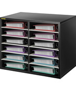 VEVOR Wood Literature Organizer File Sorter Paper Storage Holder 12 Slot... - £61.25 GBP