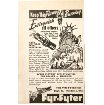 1944 Fyr Fyter Fire Extinguisher Advertisement WW2 Era Statue Of Liberty... - $559.01 MXN