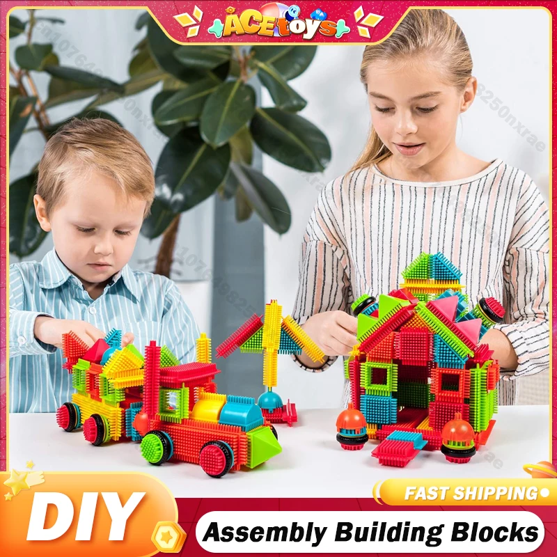 DIY Building Block Child&#39;s Bristle Shape Bricks Assembly Kids Intellectual - £22.72 GBP+