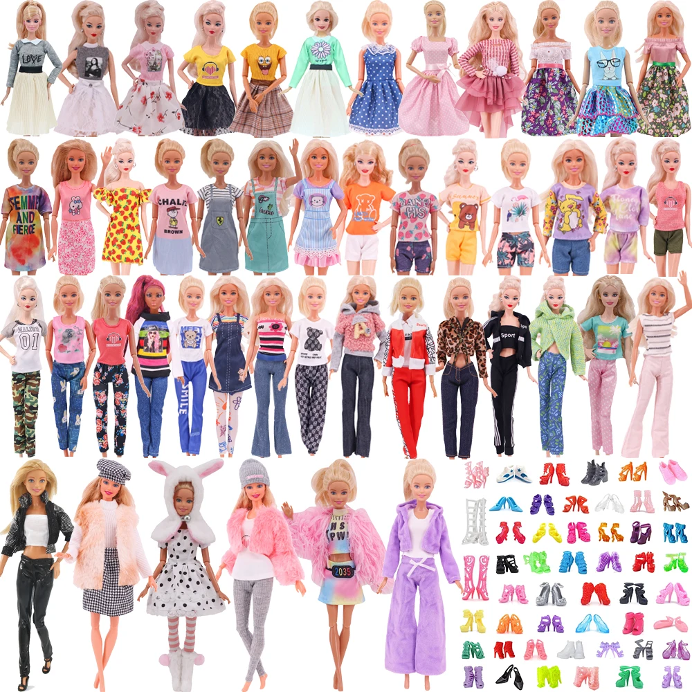 10Pcs/Set=5 Handmade Clothing Suit + 5 Pairs Shoes For Barbie Dress Doll Clothes - £7.99 GBP+