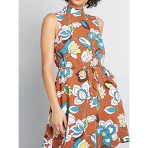 ModCloth In With Excitement Brown Floral Mock Neck Dress Size Small NWT - £38.91 GBP