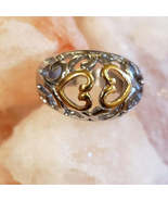 Two Tone Heart Filigree Ring - £11.75 GBP