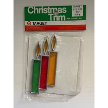 Vintage Target Christmas Trim Stained Glass Candle Trio Ornament NOS Sealed - $180.99 MXN