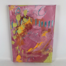 Original Art Abstract Painting Acrylic Pink Colorful Canvas 5x7 Morning Glory #3 - £26.59 GBP