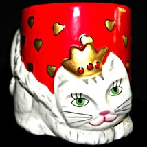 Silvestri Karen Rossi Kitty Queen of Hearts Cat 3D Figural Coffee Mug Cup 14 oz - £26.53 GBP