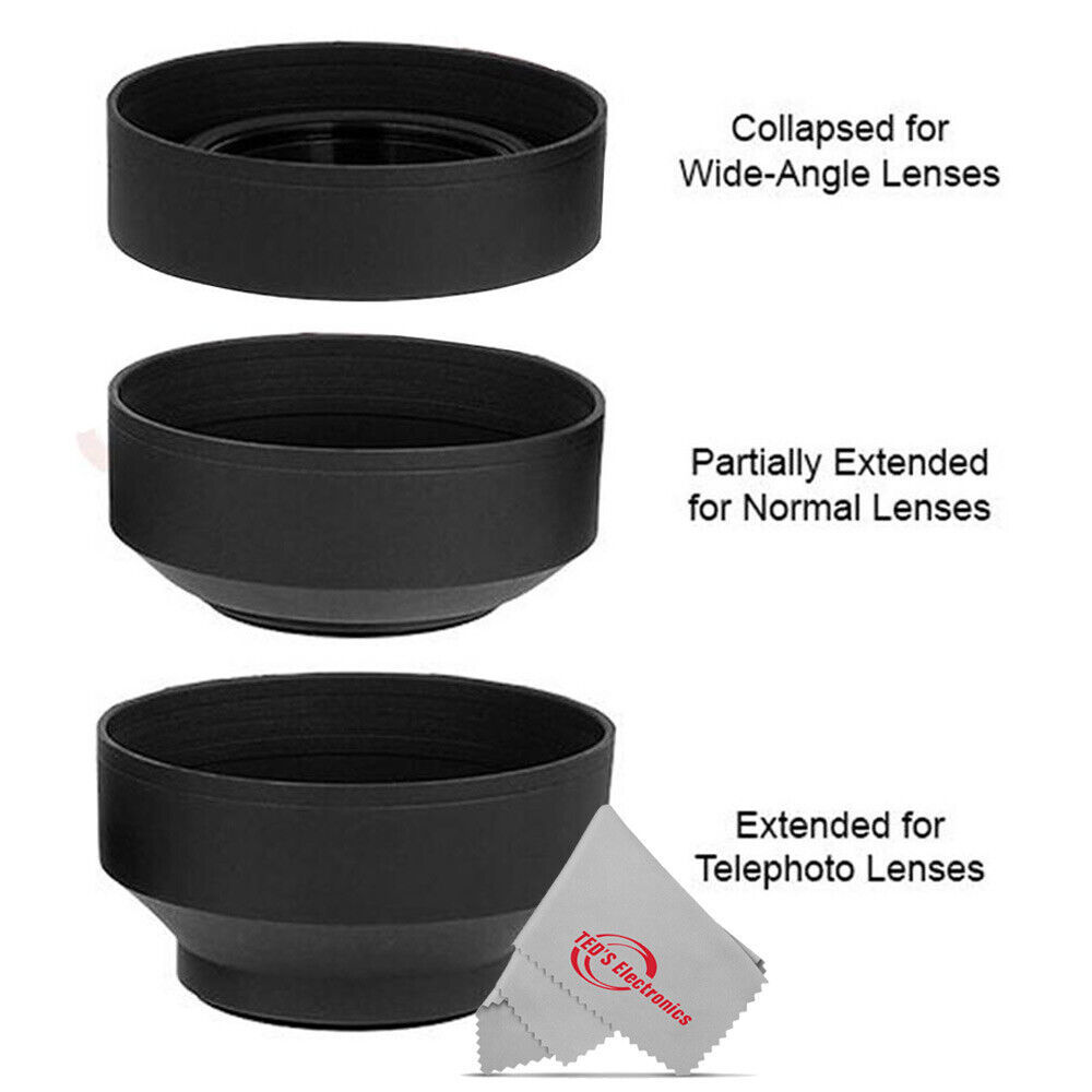 58MM Soft Rubber Collapsible Lens Hood for Canon SL3 SL2 T7 T7i 90D 80D T100 - $17.99