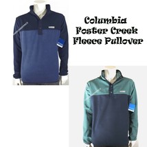 COLUMBIA NEW MEN&#39;S M FOSTER CREEK FLEECE PULLOVER BUTTON JACKET BLUE/GRE... - £28.67 GBP