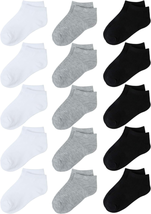 15 Pack Kids&#39; Half Cushion Low Cut Athletic Ankle Socks Boys Girls Ankle Socks - £27.22 GBP