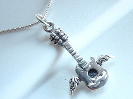 Winged Guitar Necklace 925 Sterling Silver Corona Sun Jewelry Guitar with Wings - £16.62 GBP