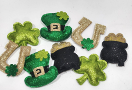 St. Patrick&#39;s Day Felt Shamrocks Horse Shoe Leprechaun Hat Table Scatter 8p - $16.99