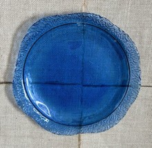 Single 10 Inch Blue Recycled Glass Plate Textured Rounded Edge Unmarked - £34.91 GBP