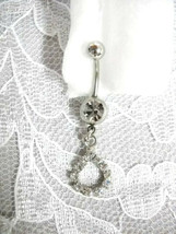 New Elegant Crystal Tear Drop / Droplet On 14g Clear Cz Belly Ring Navel Barbell - $4.99