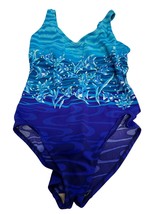 Vintage Swimsuit Fish Coral Reef Underwater Blue Turquoise Size 10 - £15.05 GBP