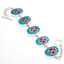 Lapis Lazuli Coral Turquoise Ethnic Tribal Jewelry Bracelet Tibetan 8&quot; SA 2237 - £8.01 GBP