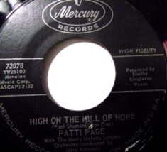 Patti Page-High On The Hill of Hope / By A Long Shot-45rpm-1963-NM - £13.99 GBP