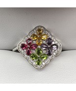Charter Club Sterling Silver Multi Flower Cubic Zirconia Cluster Ring Si... - £40.59 GBP