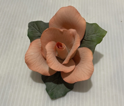 Vintage Porcelain Fabar Rose Peach Flower Floral  4” Italy Italian - $262.35 MXN