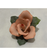 Vintage Porcelain Fabar Rose Peach Flower Floral  4” Italy Italian - $19.99 CAD