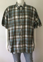 C.E. SCHMIDT Workwear Blue/Brown Check Short Sleeve Button Down Shirt (S... - $19.95