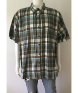 C.E. SCHMIDT Workwear Blue/Brown Check Short Sleeve Button Down Shirt (S... - £15.98 GBP