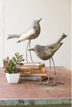 Rustic Grey Metal Bird Décor - Set Of Two - $99.95