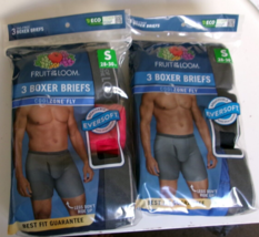 Six Fruit of the loom boxer briefs Size Small 100% Cotton Blues Black an... - $14.85