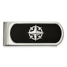Stainless Steel Brushed and Polished Black IP-plated Compass Money Clip - $73.48