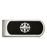 Stainless Steel Brushed and Polished Black IP-plated Compass Money Clip - $1,396.08 MXN
