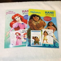 Disney MOANA &amp; PRINCESS Hand Lettering Coloring Book &amp; Activity For Children - £9.98 GBP