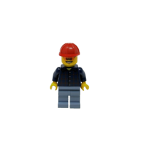 Lego Town City Plaid Button Shirt Red Cap City Mini Figure - $9.74