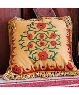 Handmade 16&quot; X 16&quot; Leather Native American Style Western DESERT ROSE PILLOW - £194.23 GBP