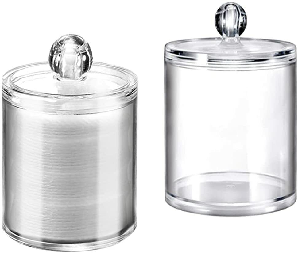 2 Pack of 22 Oz Holder Dispenser, Clear Plastic Apothecary Cotton Swab Ball Jars