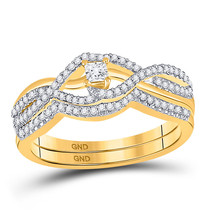 10kt Yellow Gold Princess Diamond Bridal Wedding Ring Band Set 1/3 Ctw - £557.74 GBP