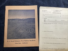 U.S. Naval Ordnance Test Station, Inyokern China Lake CA 1950 Guide &amp; Form - $922.27 MXN
