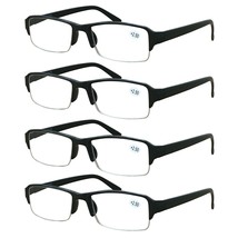4 Packs Mens Unisex Rectangular Half Frame Reading Glasses Spring Hinge Readers - £9.42 GBP