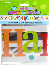 Happy Birthday Dots 12 Ft Foil Plastic Horizonal Giant Banner Vibrant - £4.12 GBP