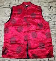 Vtg Red &amp; Black Dragon Komono Chinese Silk Vest Shirt Top Mens Uniszex S... - £19.04 GBP