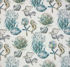 Hamilton Aquatic Life Jade Blue Seahorse Starfish Coral Fabric 8.25 Yards 54&quot;W - £110.31 GBP