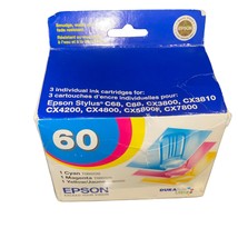 Epson Stylus Ink Cartridges 60 Pack of 3 Cyan Magenta Yellow Exp 10/2010 NEW - $15.43