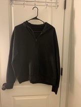 Men&#39;s Black Hoodie Sweatshirt Zip Up Size Unknown - £30.59 GBP