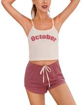 RH Pajama Short Sleeve Women&#39;s Crop Knitted Sleep Pj Set Top/Shorts RHW2... - $16.99