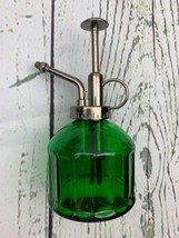 Glass Plant Mister Spray Bottle 6.5in Green Glass Water Spray Bottle Gold - £18.92 GBP