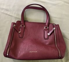 Maroon Dark Red Calvin Klein Purse Handbag Med/Lg Zip Pocket Sections SEE PICS - £15.65 GBP
