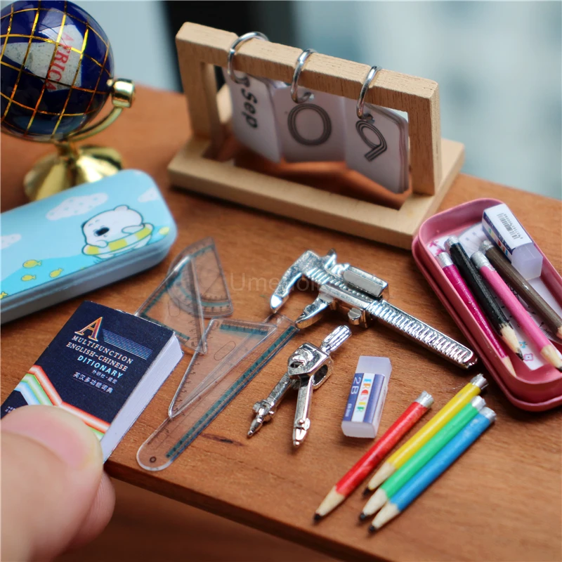 1:12 Scale Miniature Dollhouse Pensil Case Mini Eraser Dictionary Model - £7.52 GBP+